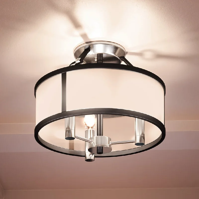 Dimmable Industrial Lighting for Ambiance ControlUEX2004 Luxe Industrial Ceiling Light 12''H x 13''W, Dark Bronze & Satin Nickel Finish, Cheyenne Collection Dimmable Industrial Lighting for Ambiance ControlUEX2004 Luxe Industrial Ceiling Light 12''H x 13''W, Dark Bronze & Satin Nickel Finish, Cheyenne Collection