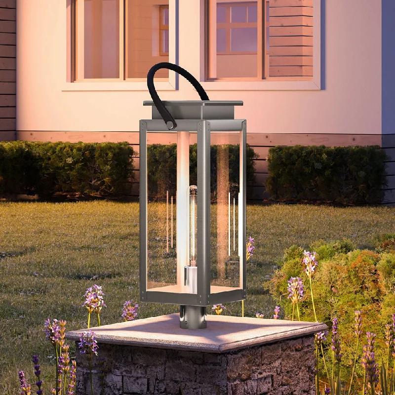 Industrial Pendant Lighting for Machine ShopsUHP1270 Modern Farmhouse Outdoor Post Light 26''H x 9.75''W, Stainless Steel Finish, Darwin Collection Industrial Pendant Lighting for Machine ShopsUHP1270 Modern Farmhouse Outdoor Post Light 26''H x 9.75''W, Stainless Steel Finish, Darwin Collection