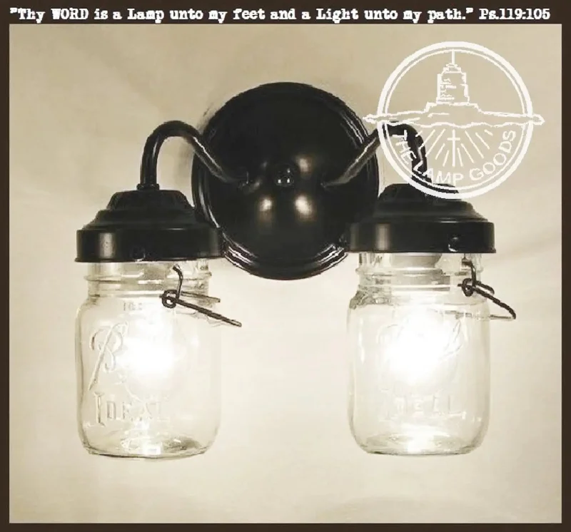 Color - Tunable Industrial Lighting for Special ApplicationsMason Jar WALL LIGHT Double Sconce Color - Tunable Industrial Lighting for Special ApplicationsMason Jar WALL LIGHT Double Sconce