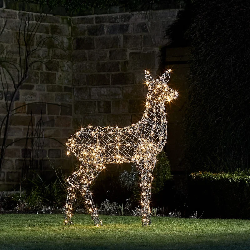 Twinkling String Lights for a Magical Atmosphere1.3m Large Harlow Rattan Doe Dual Colour LED Light Up Reindeer