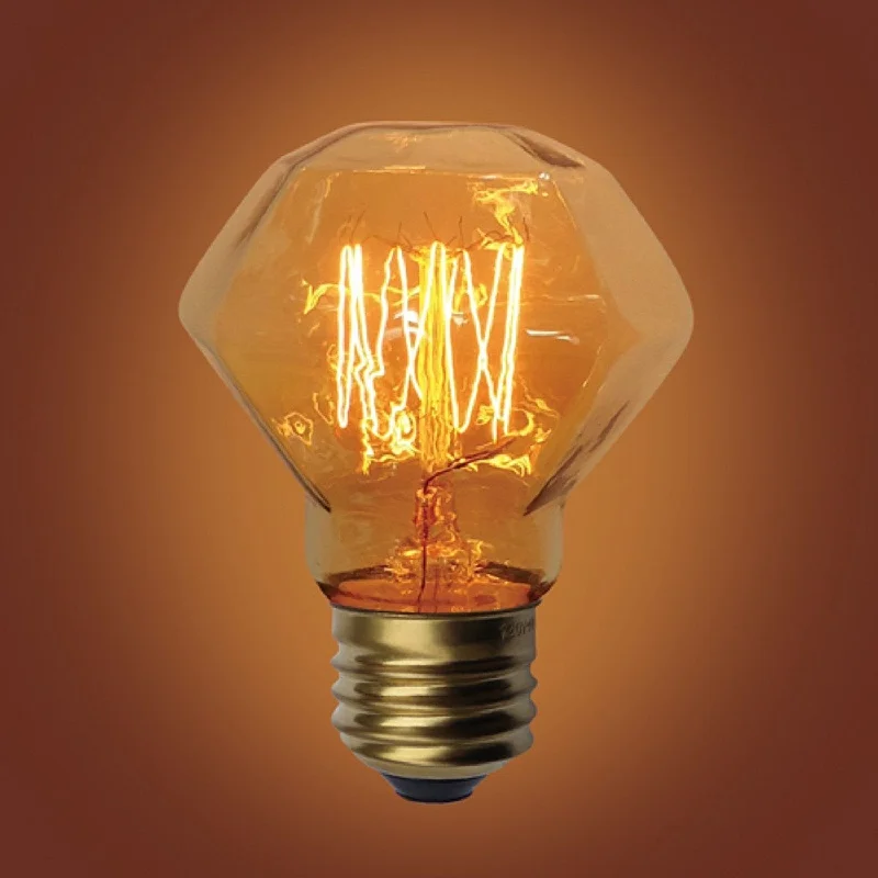 Antique Edison light bulbs with carbon filamentsE26 Base Diamond Squirrel Cage Filament Vintage Edison Bulbs, 60 Watt, 3 5/8-inch Long Antique Edison light bulbs with carbon filamentsE26 Base Diamond Squirrel Cage Filament Vintage Edison Bulbs, 60 Watt, 3 5/8-inch Long