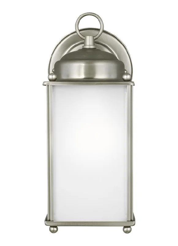 metal wall lamps with a matte black finish for a sleek and modern lookNew Castle Collection - Large One Light Outdoor Wall Lantern | Finish: Antique Brushed Nickel - 8593001EN3-965 metal wall lamps with a matte black finish for a sleek and modern lookNew Castle Collection - Large One Light Outdoor Wall Lantern | Finish: Antique Brushed Nickel - 8593001EN3-965