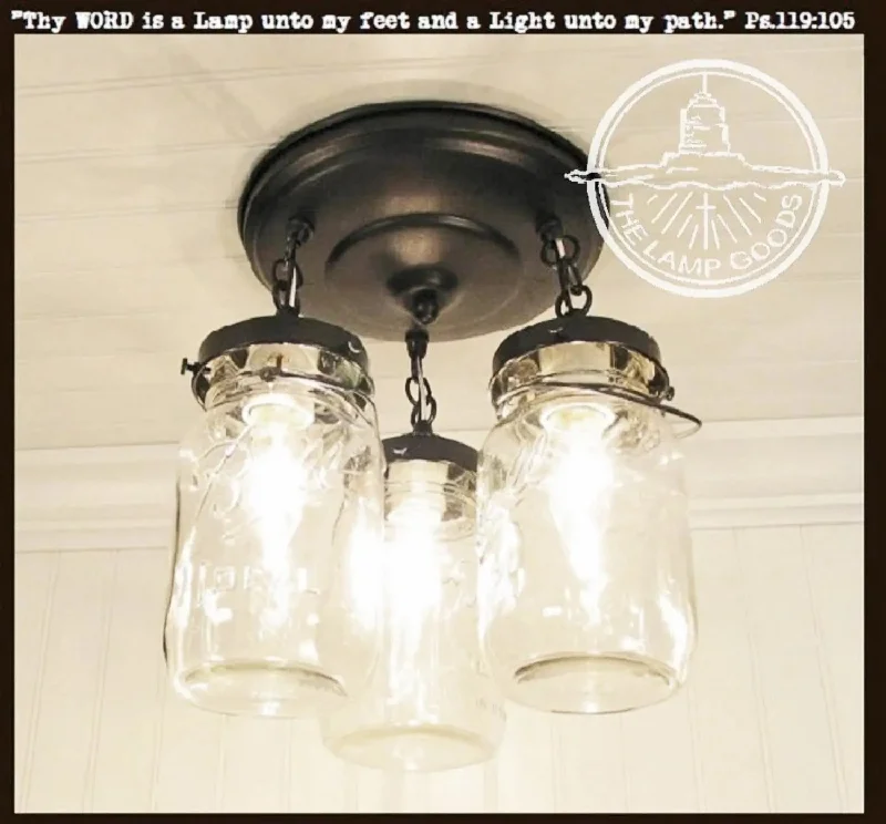 Industrial Lighting for Pharmaceutical ManufacturingMason Jar Vintage Light Fixture - Quart Chain Trio Industrial Lighting for Pharmaceutical ManufacturingMason Jar Vintage Light Fixture - Quart Chain Trio