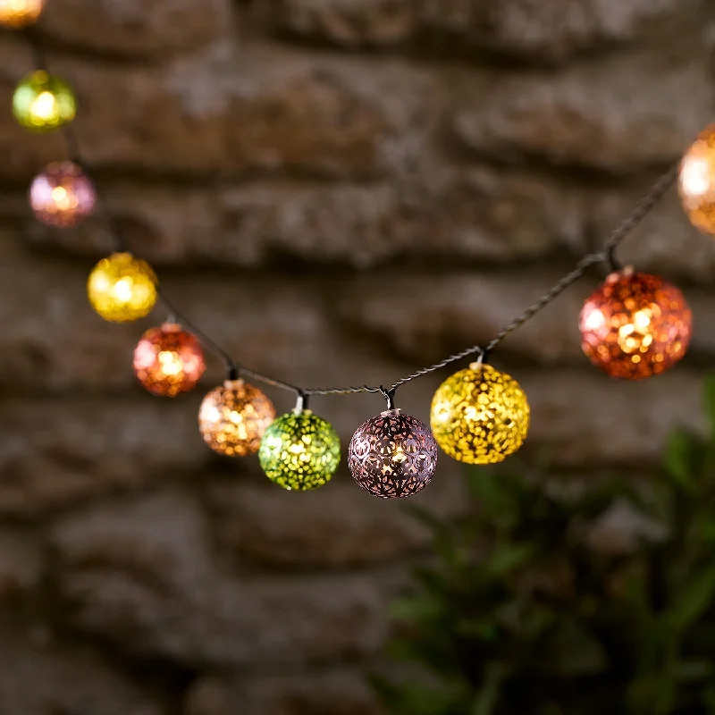 String Lights for Restaurant Outdoor Seating20 Solar USB Moroccan Metal String Lights
