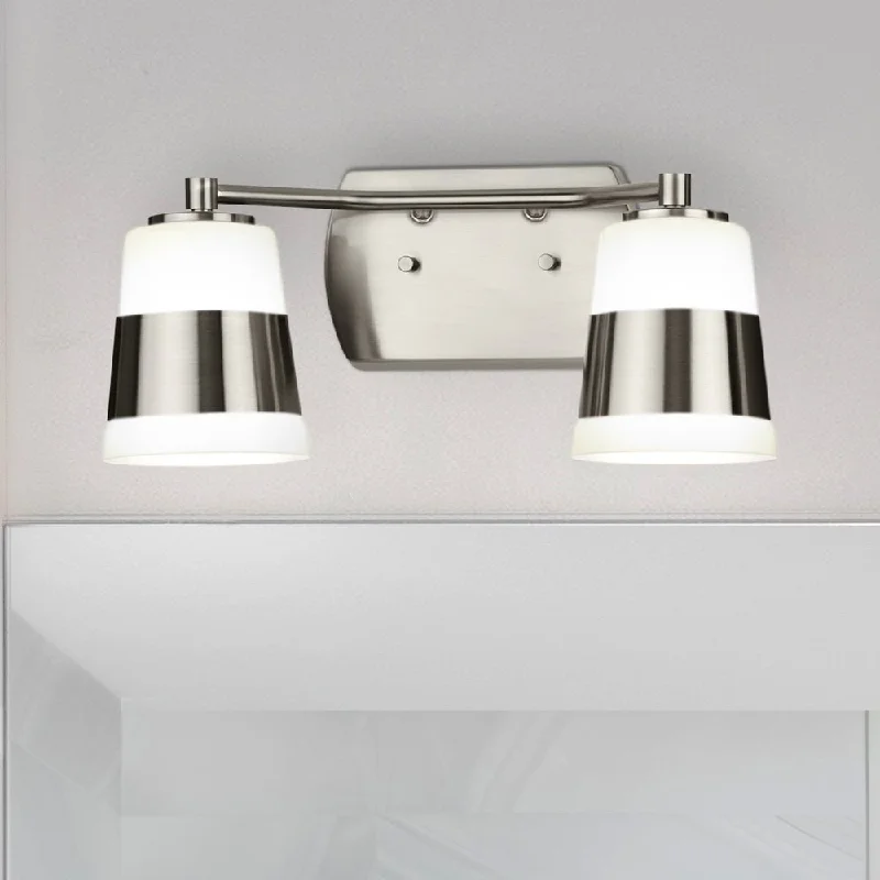 Dimmable Industrial Lighting for Ambiance ControlUHP4643 Modern Indoor Bath Light, 7''H x 6-3/4"W x 16''D, Brushed Nickel Finish, Rheine Collection Dimmable Industrial Lighting for Ambiance ControlUHP4643 Modern Indoor Bath Light, 7''H x 6-3/4"W x 16''D, Brushed Nickel Finish, Rheine Collection