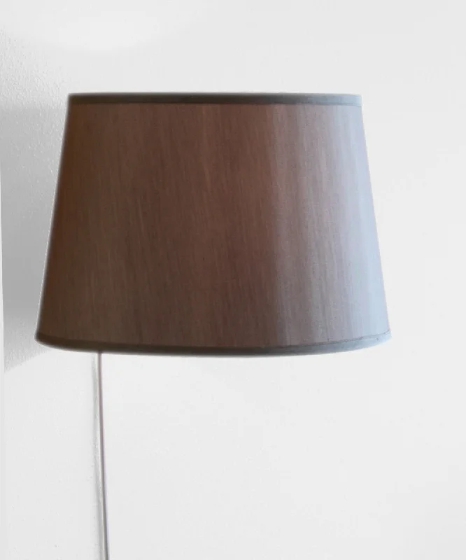 rustic farmhouse wall lamps with wooden accents for cozy bedroomsFloating Shade Plug-In Wall Light Bavarian Gray Fabric, Silver Liner 13x16x11 rustic farmhouse wall lamps with wooden accents for cozy bedroomsFloating Shade Plug-In Wall Light Bavarian Gray Fabric, Silver Liner 13x16x11