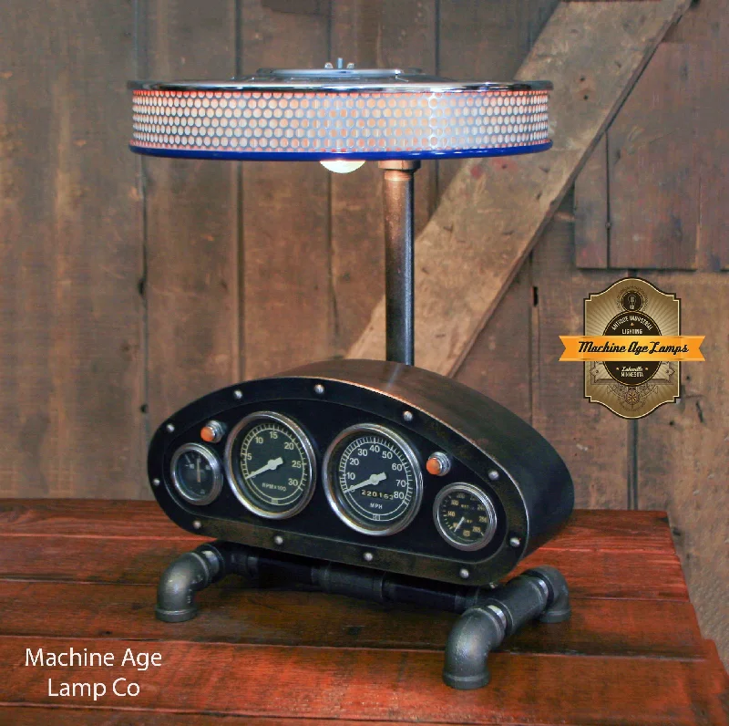 Industrial Lighting for Furniture FactoriesSteampunk Industrial / Antique Vintage Gauges / Automotive / Rat Hot rod / Lamp #3883 Industrial Lighting for Furniture FactoriesSteampunk Industrial / Antique Vintage Gauges / Automotive / Rat Hot rod / Lamp #3883