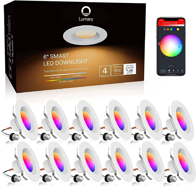 Recessed lights for nurseries to create a soothing environmentLumary Smart Wi-Fi Recessed Can Light RGB LED Retrofit Downlight 6 inch 12 PCS
