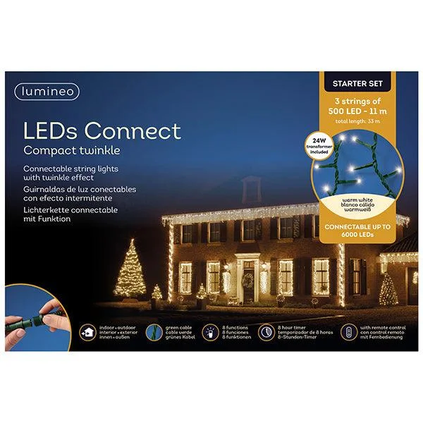String Lights with Edison Bulbs for Rustic AmbianceCompact Twinkle LED 1500 ct. String Light Set Warm White