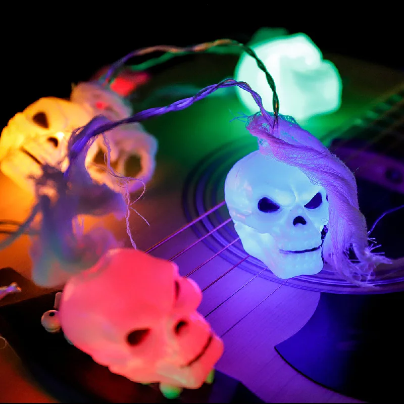 Battery - Operated String Lights for Indoor UseBattery Powered Halloween Ghost Skull Lights