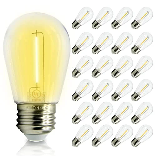 Edison style vintage light bulbsDAYBETTER 24 Pack S14 LED Bulbs for Outdoor String Lights, Shatterproof 1W S14 Replacement Bulbs for String Lights, Waterproof Edison LED Light Bulbs, E26 Medium Base, 2700K Warm White, Non-Dimmable Edison style vintage light bulbsDAYBETTER 24 Pack S14 LED Bulbs for Outdoor String Lights, Shatterproof 1W S14 Replacement Bulbs for String Lights, Waterproof Edison LED Light Bulbs, E26 Medium Base, 2700K Warm White, Non-Dimmable
