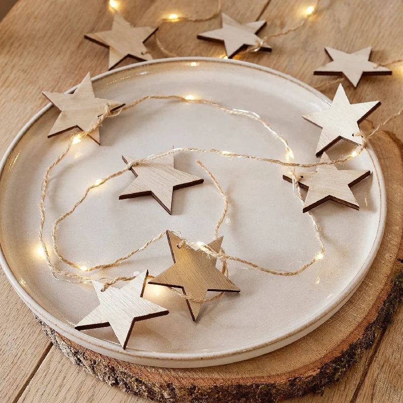 String Lights for Nursery Room DecorWooden Star Fairy Light Garland