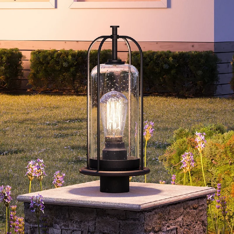 Industrial Lighting for Woodworking FactoriesUHP1304 Farmhouse Outdoor Post Light 18.25''H x 8.125''W, Midnight Black Finish, Henderson Collection Industrial Lighting for Woodworking FactoriesUHP1304 Farmhouse Outdoor Post Light 18.25''H x 8.125''W, Midnight Black Finish, Henderson Collection
