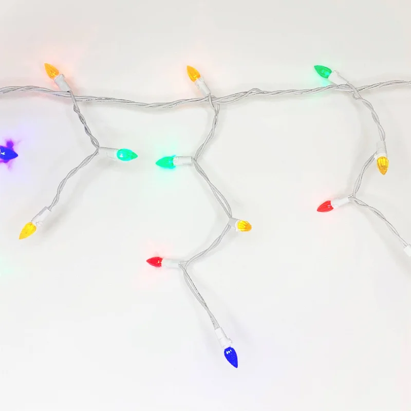 String Lights for Restaurant Outdoor SeatingIcicle-Style LED 105 ct. C3 Light String Multi-Colored