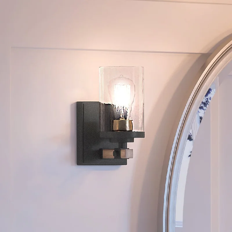 Industrial Lighting for Woodworking FactoriesUEX2357 New Traditional Wall Sconce 9''H x 5''W, Charcoal & Olde Brass Finish, Elwood Collection Industrial Lighting for Woodworking FactoriesUEX2357 New Traditional Wall Sconce 9''H x 5''W, Charcoal & Olde Brass Finish, Elwood Collection