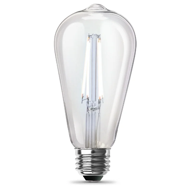Modern Edison light bulbs with advanced filaments8.8W (60W Replacement) ST19 E26 Dimmable Straight Filament Clear Glass Vintage Edison LED Light Bulb, Daylight (2-Pack) Modern Edison light bulbs with advanced filaments8.8W (60W Replacement) ST19 E26 Dimmable Straight Filament Clear Glass Vintage Edison LED Light Bulb, Daylight (2-Pack)