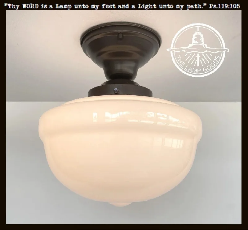 Industrial Lighting for Chemical PlantsAntique Acorn Milk Glass CEILING LIGHT Fixture