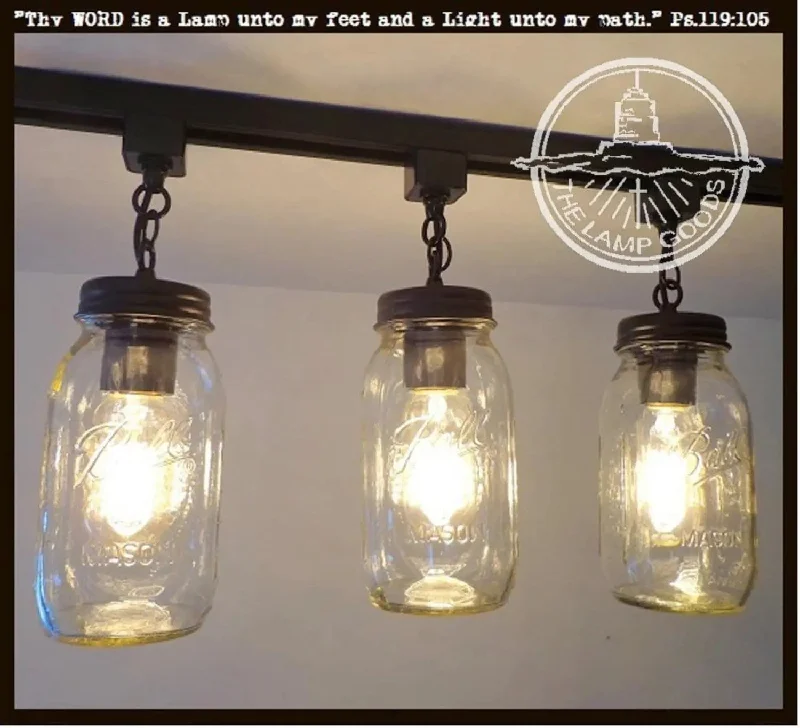 Industrial Task Lighting for Precision WorkstationsMason Jar TRACK LIGHTING New Quarts Chain Trio Industrial Task Lighting for Precision WorkstationsMason Jar TRACK LIGHTING New Quarts Chain Trio