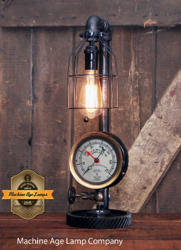 Industrial Task Lighting for Precision WorkstationsSteampunk Industrial / Steam Gauge Lamp / Gear / Canton Ohio / Lamp #3887 Industrial Task Lighting for Precision WorkstationsSteampunk Industrial / Steam Gauge Lamp / Gear / Canton Ohio / Lamp #3887