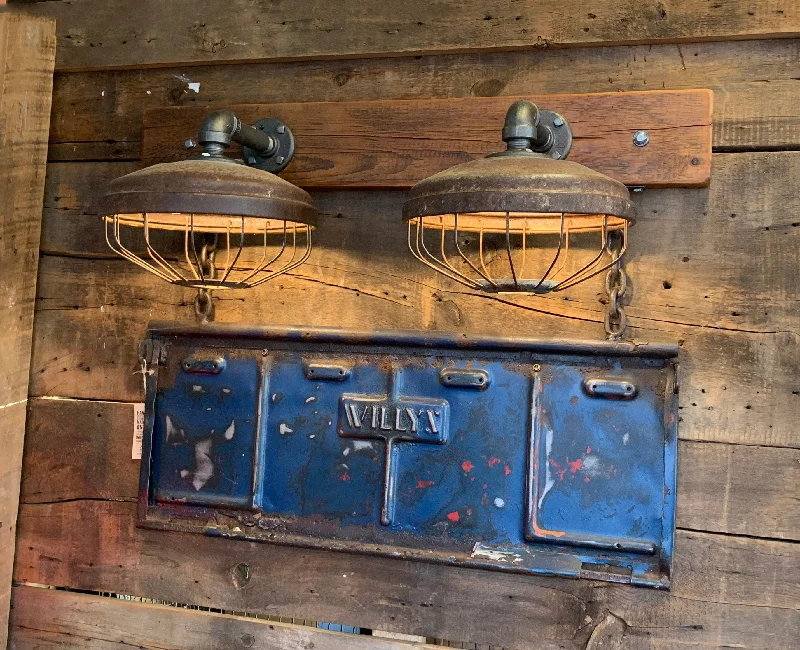 Energy - Efficient Industrial Lighting for Cost - SavingsSteampunk Industrial / Willys Tailgate Wall Light / Sconce / Barnwood /Automotive /  Lamp #2731