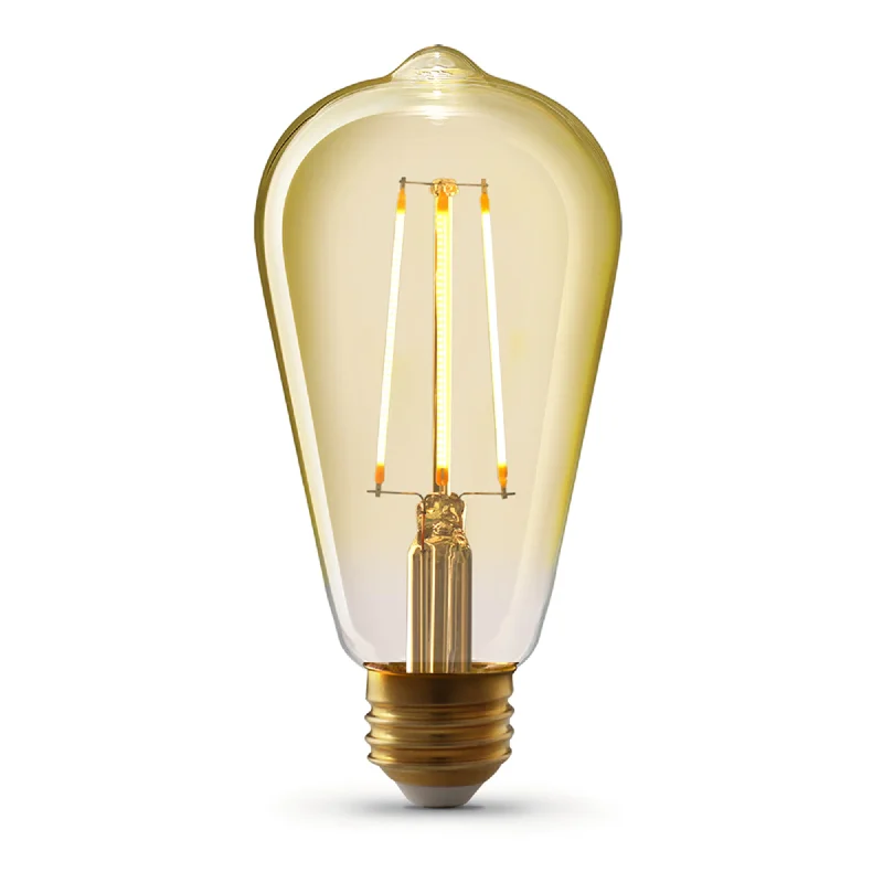 Dimmable LED Edison globe light bulbs5.5W (60W Replacement) ST19 E26 Dimmable Straight Filament Amber Glass Vintage Edison LED Light Bulb, Warm Light (96-Pack) Dimmable LED Edison globe light bulbs5.5W (60W Replacement) ST19 E26 Dimmable Straight Filament Amber Glass Vintage Edison LED Light Bulb, Warm Light (96-Pack)