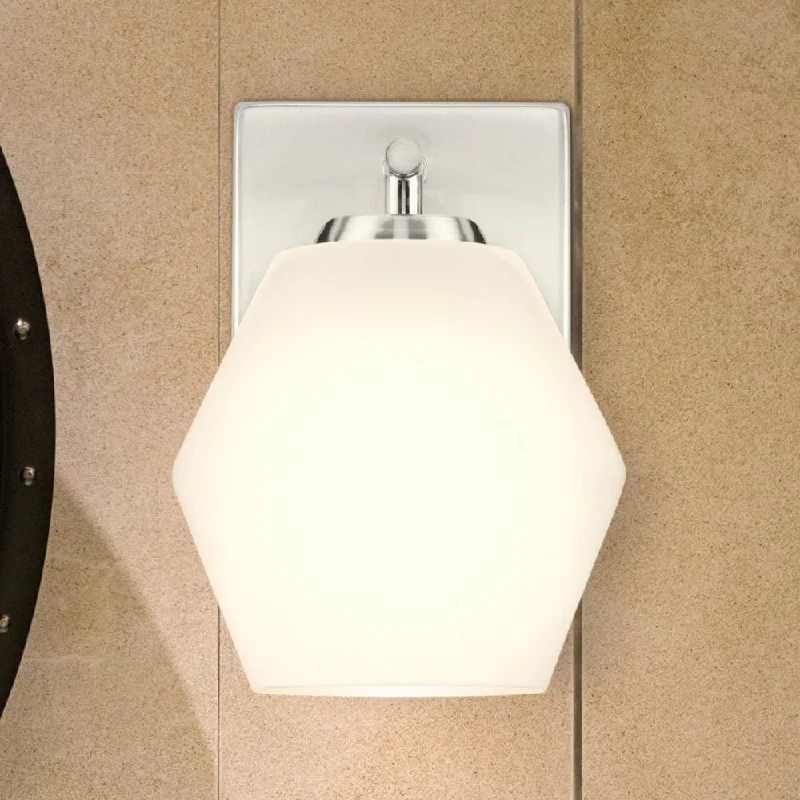 Explosion - Proof Industrial Lighting for Hazardous LocationsUHP4510 Mid Century Modern Indoor Bath Light, 8''H x 7"W x 6''D, Brushed Nickel Finish, Roanoke Collection Explosion - Proof Industrial Lighting for Hazardous LocationsUHP4510 Mid Century Modern Indoor Bath Light, 8''H x 7"W x 6''D, Brushed Nickel Finish, Roanoke Collection
