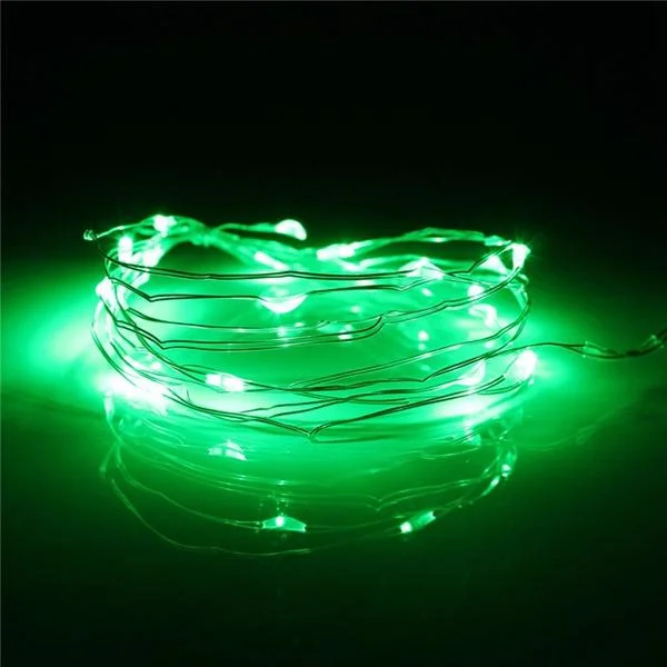 String Lights for Camping Trips7.5 FT | 20 LED Battery Operated Green Fairy String Lights With Silver Wire String Lights for Camping Trips7.5 FT | 20 LED Battery Operated Green Fairy String Lights With Silver Wire