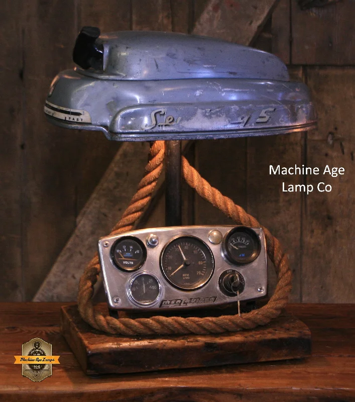 Industrial Lighting for Metal Fabrication ShopsSteampunk Industrial / Boat Motor / Sea King / Nautical / Marine / Cabin / Lamp #3830 sold Industrial Lighting for Metal Fabrication ShopsSteampunk Industrial / Boat Motor / Sea King / Nautical / Marine / Cabin / Lamp #3830 sold
