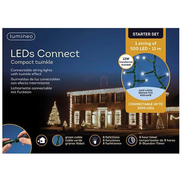 String Lights for Outdoor Dining AreasCompact Twinkle LED 500 ct. String Light Set Cool White