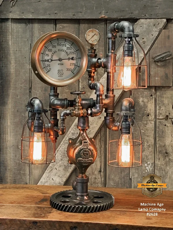 Industrial Lighting for Woodworking FactoriesSteampunk Industrial / Machine Age Lamp / Antique Steam Gauge / General Electric / Lamp #2628 sold Industrial Lighting for Woodworking FactoriesSteampunk Industrial / Machine Age Lamp / Antique Steam Gauge / General Electric / Lamp #2628 sold
