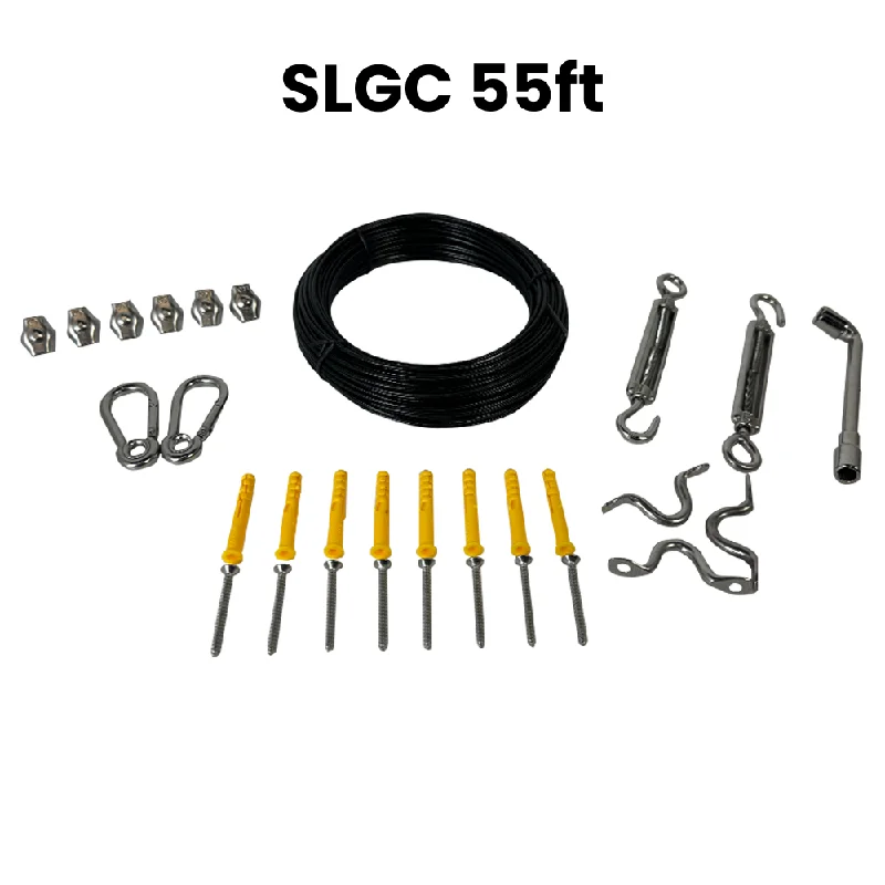 String Lights for Porch LightingSLGC01 String Light Galvanized Cable Kit 55ft and 111ft, Nylon Coated 304 Stainless Steel Guide Wire and Accessories for Outdoor Bistro String Lights String Lights for Porch LightingSLGC01 String Light Galvanized Cable Kit 55ft and 111ft, Nylon Coated 304 Stainless Steel Guide Wire and Accessories for Outdoor Bistro String Lights