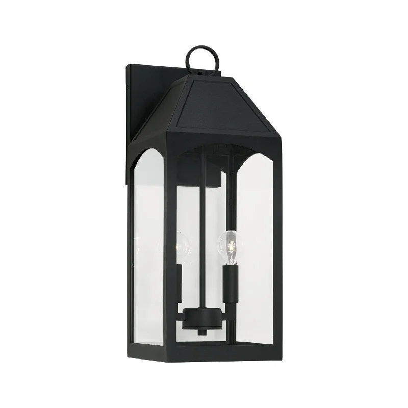 wood wall lamps with natural grain for a warm and organic feelBurton 2-Light Outdoor Wall Lantern in Black wood wall lamps with natural grain for a warm and organic feelBurton 2-Light Outdoor Wall Lantern in Black