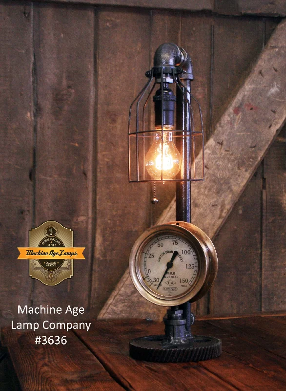 Dimmable Industrial Lighting for Ambiance ControlSteampunk Industrial Lamp / Antique Steam Gauge / Railroad / Dayton Dowd / Gear / Lamp #3636 Dimmable Industrial Lighting for Ambiance ControlSteampunk Industrial Lamp / Antique Steam Gauge / Railroad / Dayton Dowd / Gear / Lamp #3636