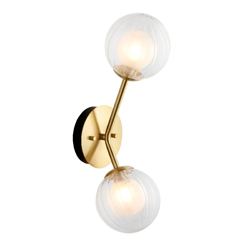 industrial style wall lamps with exposed bulbs for urban loftsMuscovy 2Lt Wall Light - Satin Brass