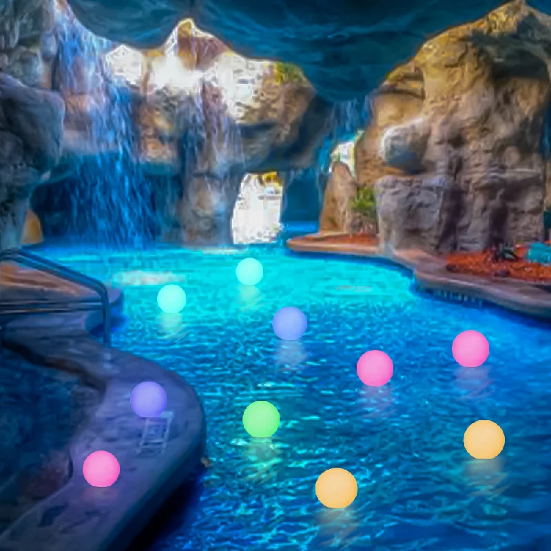 LED String Lights with Warm White Glow16 Colors LED Glow Ball Floating Pool Lights(6 Packs)