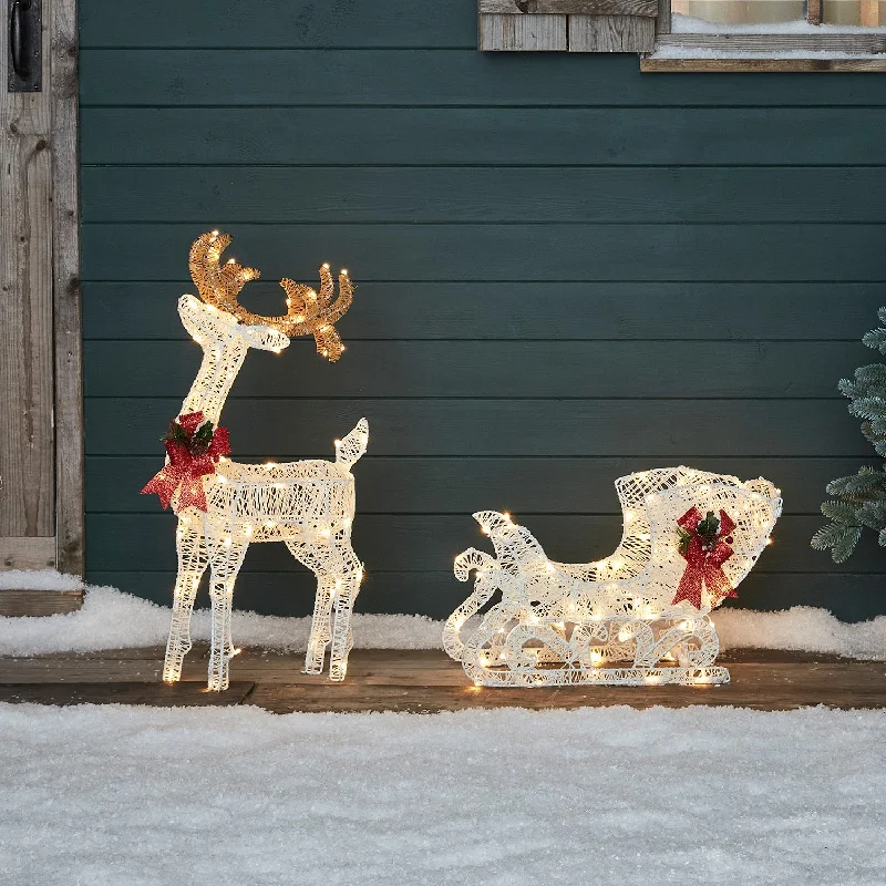 String Lights for DIY Home Decor Projects70cm Harewood White Spun Cotton Light Up Reindeer & Sleigh String Lights for DIY Home Decor Projects70cm Harewood White Spun Cotton Light Up Reindeer & Sleigh