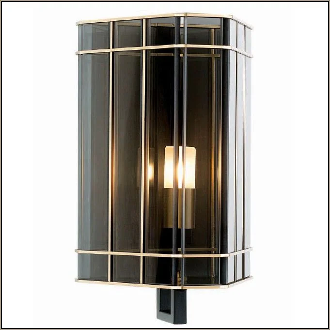 industrial style wall lamps with exposed bulbs for urban lofts30 Cm Luxury Smoked Glass Wall Light With Gold Detail industrial style wall lamps with exposed bulbs for urban lofts30 Cm Luxury Smoked Glass Wall Light With Gold Detail