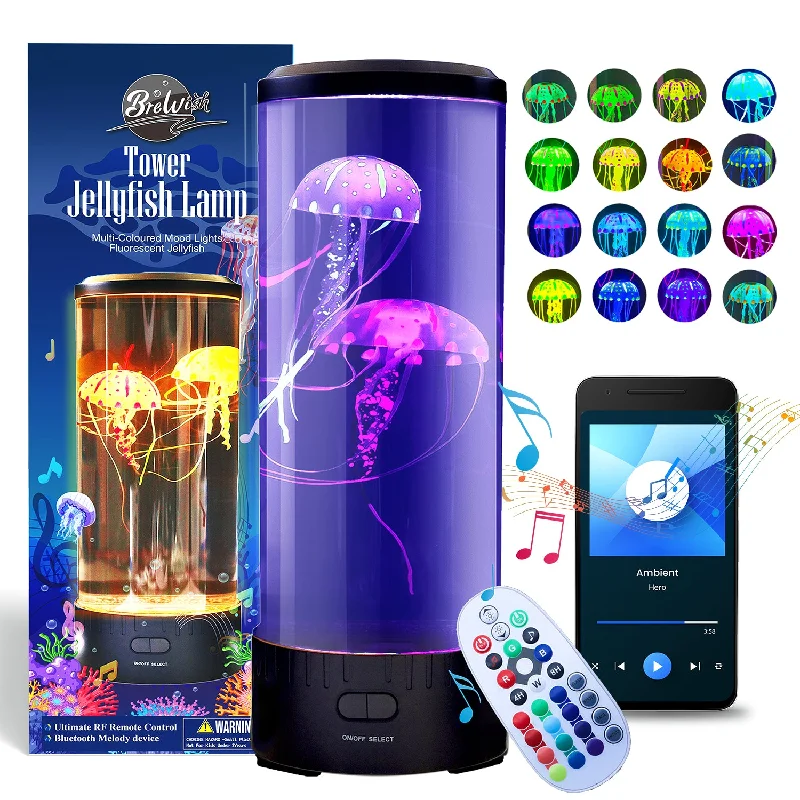 Wireless Lava Lamps for Cord - Free PlacementBrewish Jellyfish Lamp with 20W Bluetooth Speaker,16 Color Changing Mood Lamp,Aquarium Night Light for Kids,Birthday, Christmas Gift for Kids, Adults,Sensory Lights for Autistic Children Wireless Lava Lamps for Cord - Free PlacementBrewish Jellyfish Lamp with 20W Bluetooth Speaker,16 Color Changing Mood Lamp,Aquarium Night Light for Kids,Birthday, Christmas Gift for Kids, Adults,Sensory Lights for Autistic Children