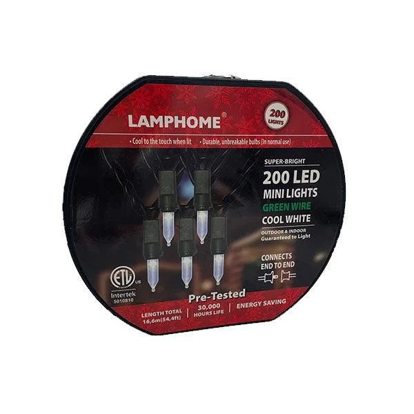 Waterproof String Lights for Patio DecorIncandescent Style LED 200 ct. String Lights Cool White