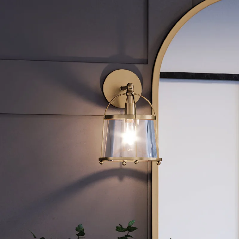 Energy - Efficient Industrial Lighting for Cost - SavingsUEX2583 Colonial Wall Sconce 10''H x 7''W, Satin Brass Finish, Juneau Collection Energy - Efficient Industrial Lighting for Cost - SavingsUEX2583 Colonial Wall Sconce 10''H x 7''W, Satin Brass Finish, Juneau Collection