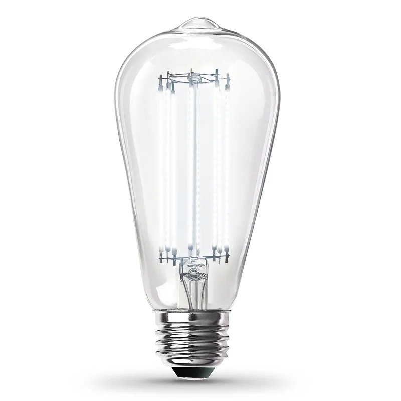 Large size Edison light bulbs for statement pieces15W (100W Replacement) ST19 E26 Dimmable Straight Filament Clear Glass Vintage Edison LED Light Bulb, Daylight Large size Edison light bulbs for statement pieces15W (100W Replacement) ST19 E26 Dimmable Straight Filament Clear Glass Vintage Edison LED Light Bulb, Daylight