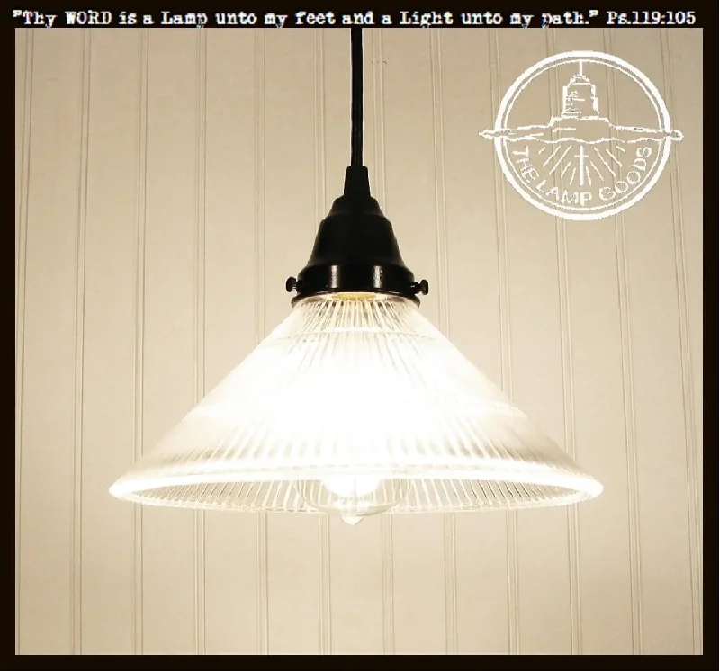 Industrial Wall - Mounted Lighting for Workshop WallsHolophane Glass Pendant Light Fixture