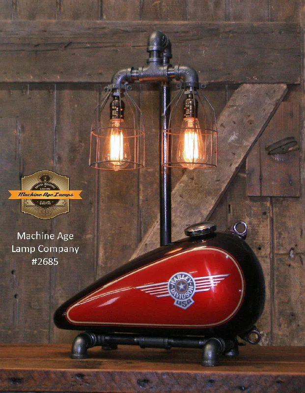 Industrial Lighting for Textile MillsSteampunk Industrial, Original Motorcycle HD Gas Tank Lamp  #2685 sold