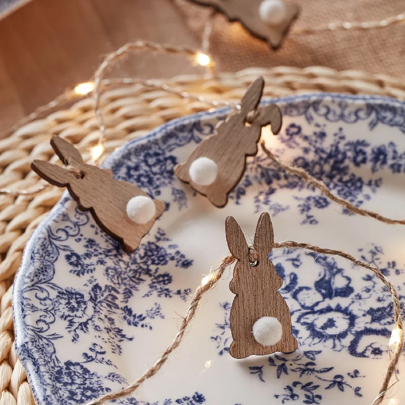 Waterproof String Lights for Patio Decor20 Wooden Bunny Micro LED Fairy Lights