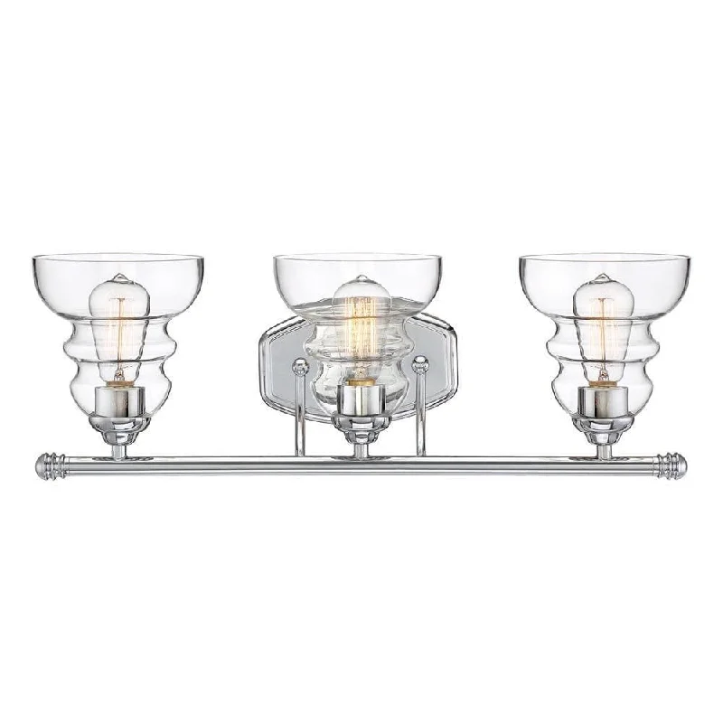 Adjustable Industrial Lighting for Flexible Illumination3 Lamps Brighton Vanity Light - Clear Glass - 24in. Wide Adjustable Industrial Lighting for Flexible Illumination3 Lamps Brighton Vanity Light - Clear Glass - 24in. Wide