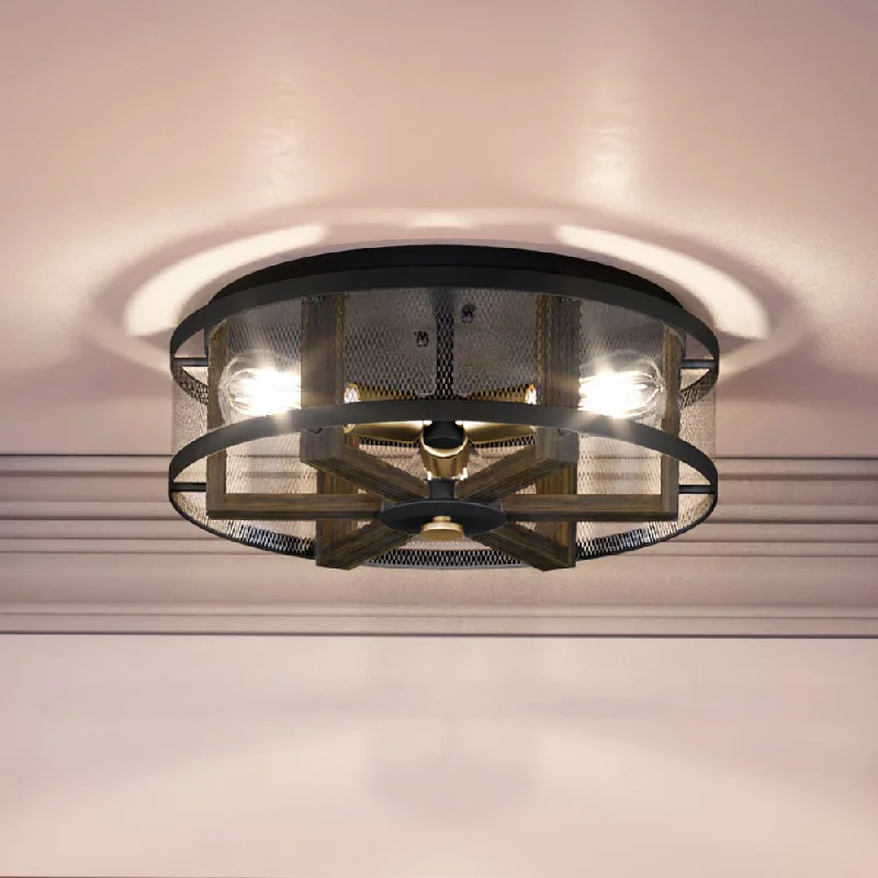 Industrial Lighting for Electronics ManufacturingUEX2383 Luxe Industrial Ceiling Light 7''H x 17''W, Matte Black and Vintage Brass Finish, Freeport Collection Industrial Lighting for Electronics ManufacturingUEX2383 Luxe Industrial Ceiling Light 7''H x 17''W, Matte Black and Vintage Brass Finish, Freeport Collection