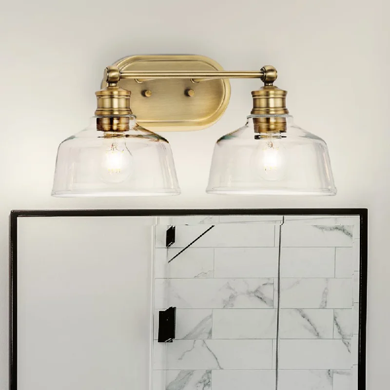 Low - Bay Industrial Lighting Fixtures for Small FactoriesUHP4874 Vintage Indoor Bath Light, 8''H x 9"W x 17''D, Vintage Brass Finish, Lubbock Collection