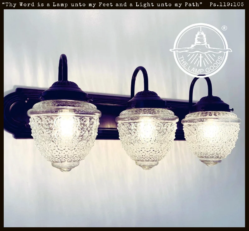 Industrial Lighting for Automotive Manufacturing PlantsAntique Acorn Glass VANITY Light - 3 Sizes Industrial Lighting for Automotive Manufacturing PlantsAntique Acorn Glass VANITY Light - 3 Sizes