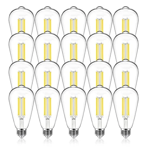 Edison style vintage light bulbsDAYBETTER Vintage LED Edison Bulbs 60 Watt Equivalent, ST58 Antique LED Filament Light Bulbs, Dimmable Led Bulb with E26 Medium Base, Warm White 2700K, Brightness 8W, 800LM, Clear Glass, 20 Packs Edison style vintage light bulbsDAYBETTER Vintage LED Edison Bulbs 60 Watt Equivalent, ST58 Antique LED Filament Light Bulbs, Dimmable Led Bulb with E26 Medium Base, Warm White 2700K, Brightness 8W, 800LM, Clear Glass, 20 Packs
