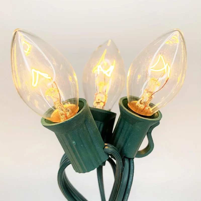 String Lights with Edison Bulbs for Rustic AmbianceC7 25 ct. String Lights Transparent Clear